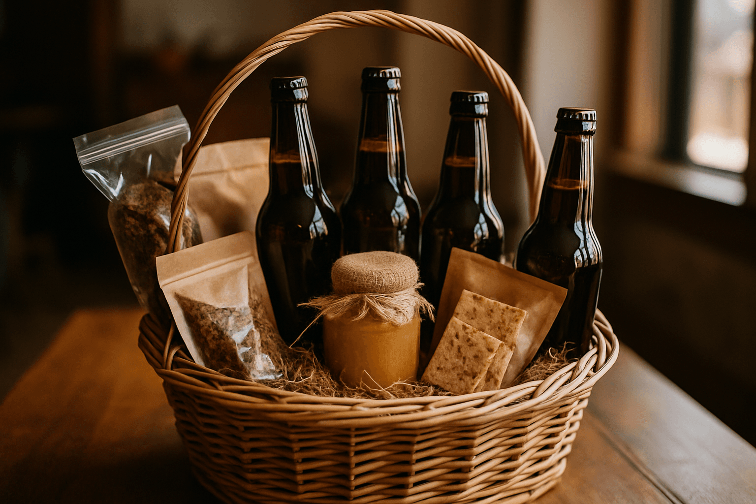 Professional photograph illustrating Wyoming breweries gift basket — cover image for "What Wyoming Breweries Bring to the Jackson Hole Gift Basket: Beyond Wine and Spirits" on Jackson Hole Gift Baskets