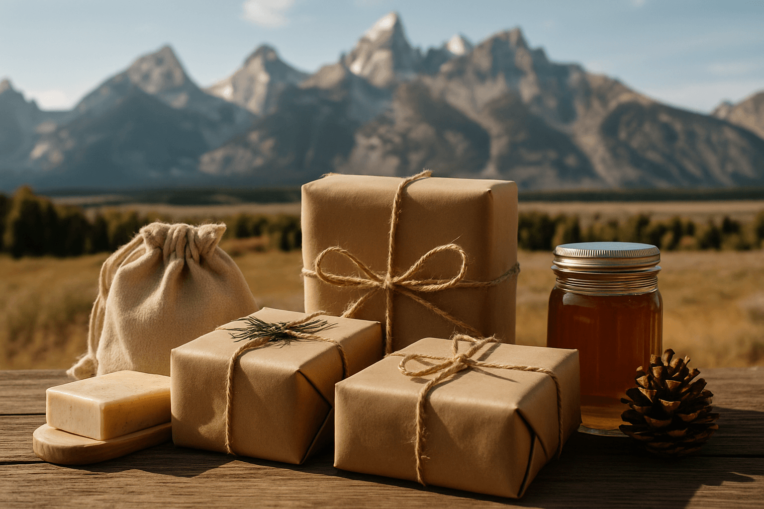 Professional photograph illustrating sustainable gifting Wyoming — cover image for "Sustainable Gifting in the Tetons: Eco-Conscious Packaging and Wyoming-Made Products for the Environmentally Minded Buyer" on Jackson Hole Gift Baskets