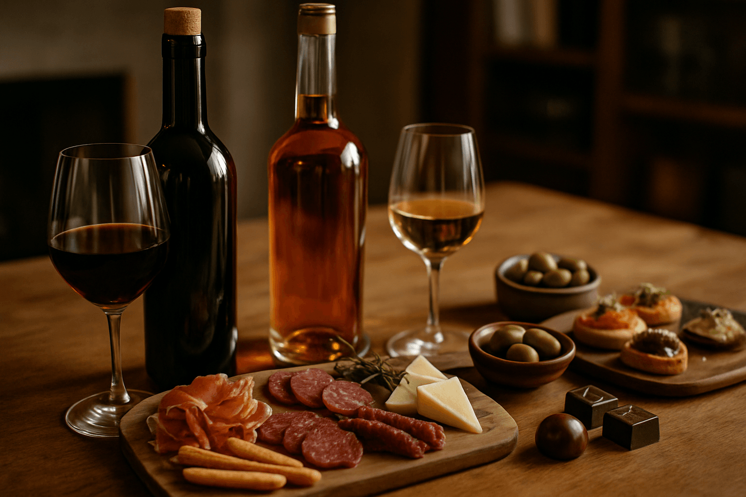 Professional photograph illustrating Wyoming wine and spirit food pairing — cover image for "Why Tasting Notes Matter: How to Pair Jackson Hole's Wyoming-Made Wines and Spirits With Charcuterie, Chocolates, and Gourmet Bites" on Jackson Hole Gift Baskets
