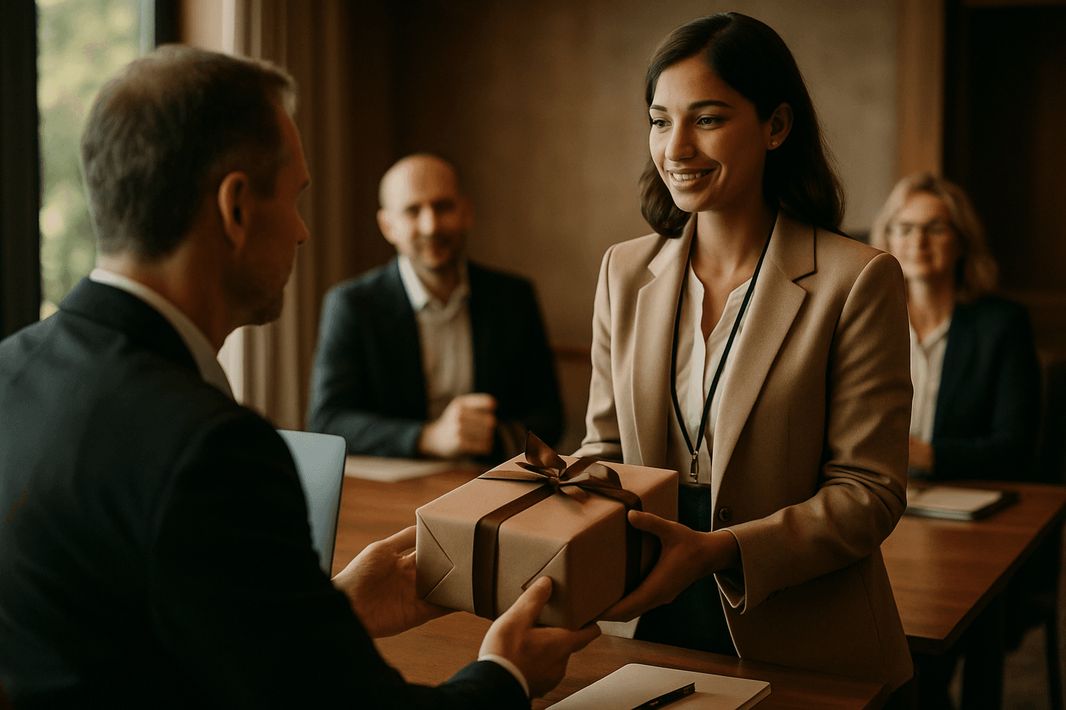 Professional photograph illustrating corporate retreat gifting etiquette — cover image for "Corporate Retreat Gifting Etiquette: What Executive Assistants Need to Know" on Jackson Hole Gift Baskets