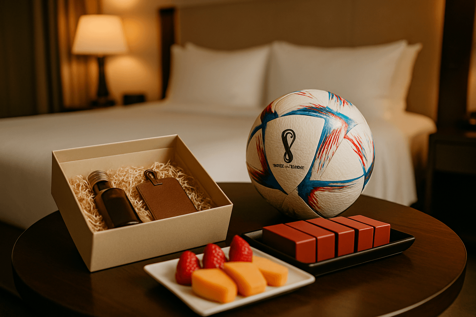 Professional photograph illustrating World Cup hotel gifting experiences — cover image for "FIFA World Cup 2026: How Teton Hotels and Venues Can Create Memorable Gifting Experiences Around the Tournament" on Jackson Hole Gift Baskets