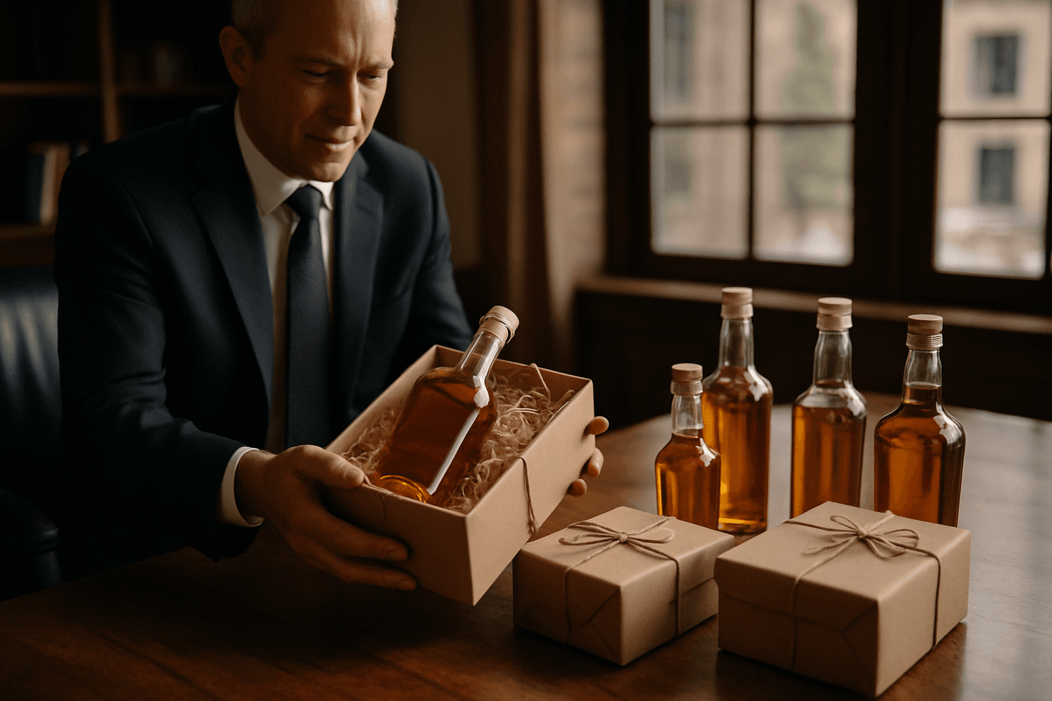 Professional photograph illustrating Wyoming-made spirits corporate gifting — cover image for "9 Wyoming-Made Spirits Perfect for Corporate Gifting in Jackson Hole" on Jackson Hole Gift Baskets