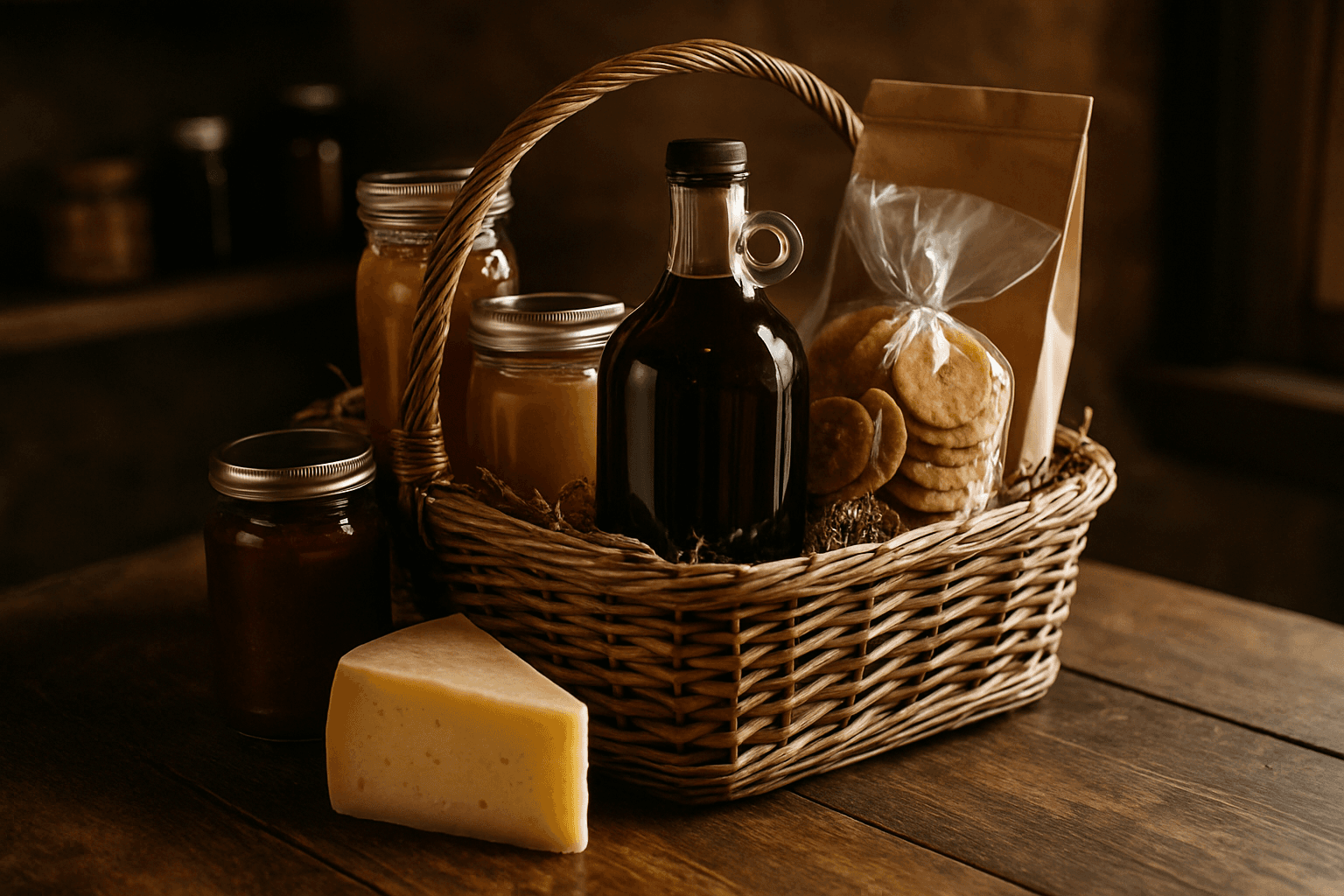Professional photograph illustrating Wyoming-made gourmet food gifts — cover image for "12 Wyoming Artisan Food Producers Every Jackson Hole Gift Basket Curator Should Source From" on Jackson Hole Gift Baskets