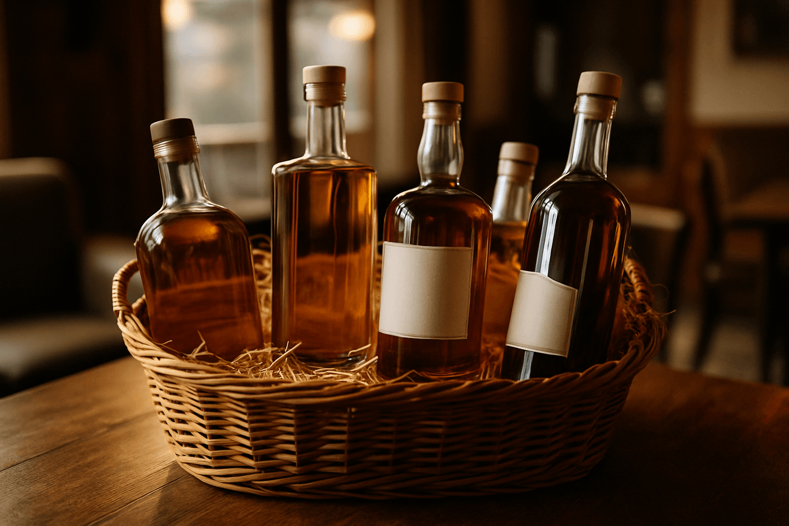 Professional photograph illustrating Wyoming-made spirits for gift baskets — cover image for "8 Wyoming-Made Spirits Perfect for Luxury Jackson Hole Gift Baskets in 2026" on Jackson Hole Gift Baskets