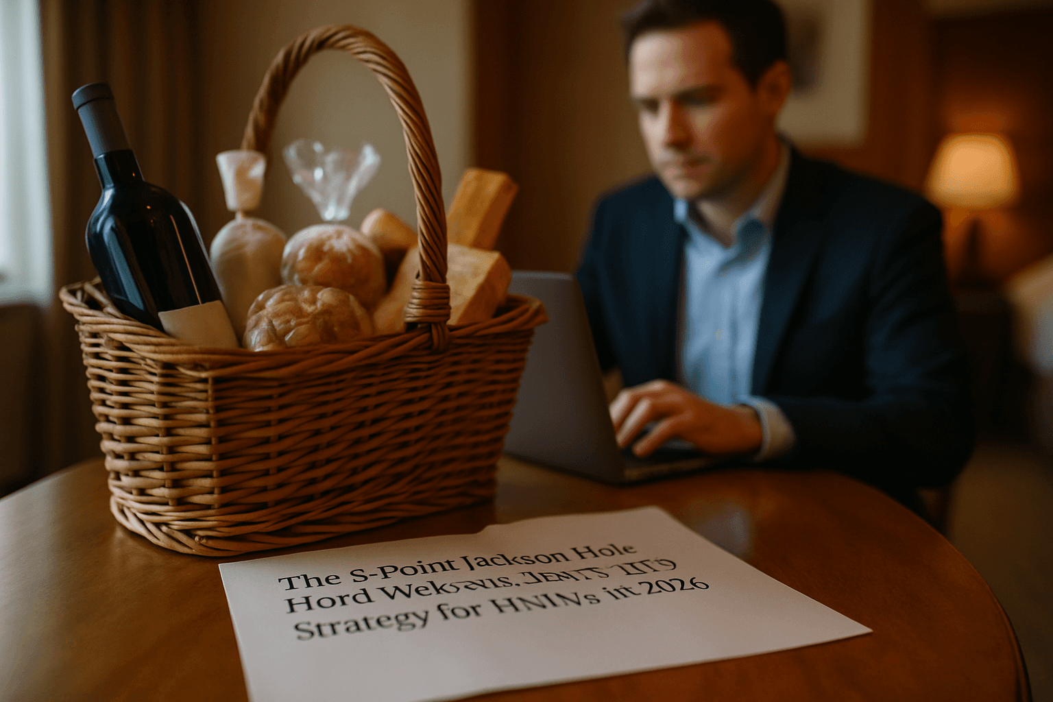 Professional photograph illustrating professional business and marketing concept — cover image for "The 6-Point Jackson Hole Hotel Welcome Basket Strategy for HNW Guests in 2026" on Jackson Hole Gift Baskets