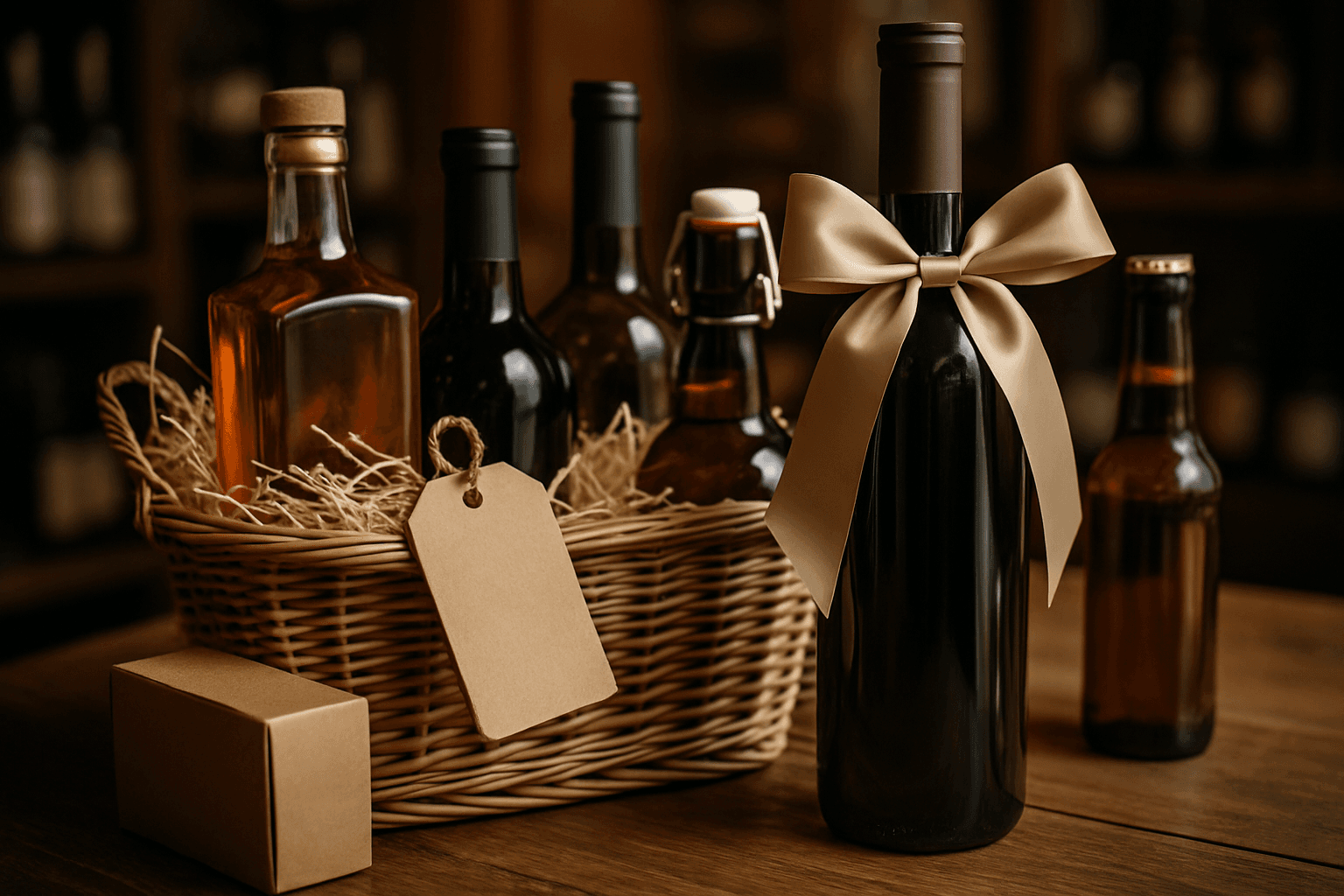 Professional photograph illustrating Wyoming-made wine spirits beer gifting — cover image for "9 Wyoming-Made Spirits Shaking Up Jackson Hole Gift Baskets This Summer" on Jackson Hole Gift Baskets